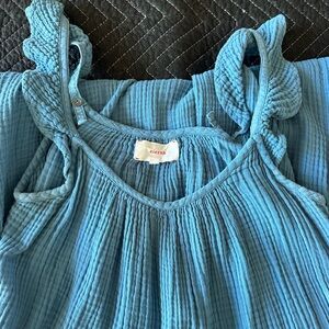 Xirena Blue Ribbed Sleeveless Dress